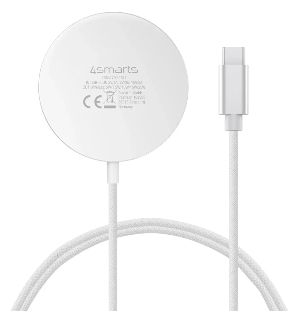 4smarts Kabelloses Lade-Set Qi2/MagSafe-kompa weiß 541708, Ansicht 3
