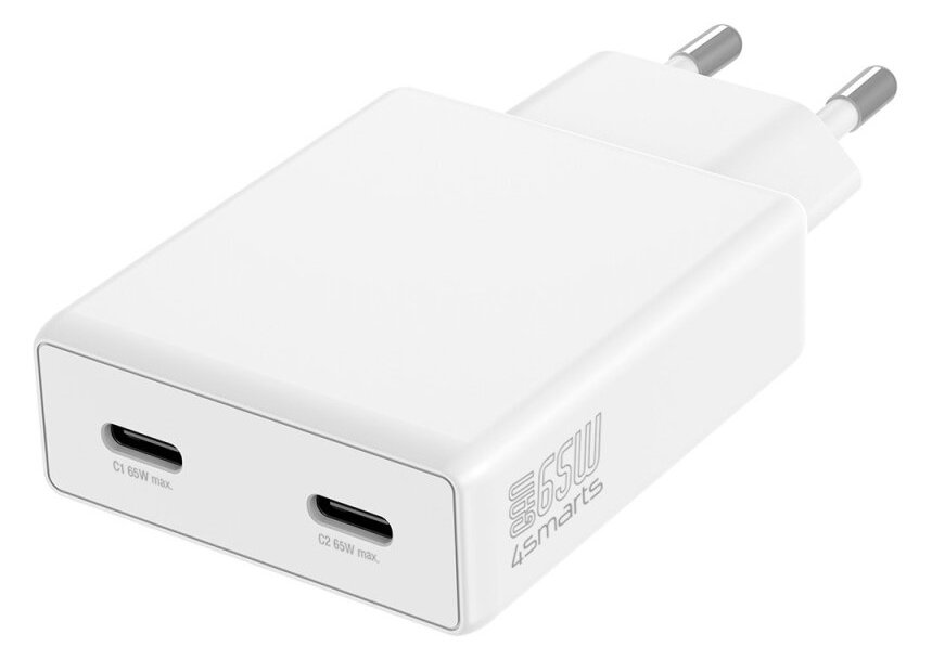 4smarts Netzladegerät PDPlug Slim Dual 65W GaN 2C weiß