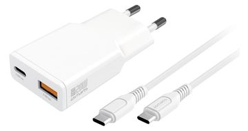 4smarts Netzladegerät PDPlug Slim Duos GaN 1C und USB-C Kabel von LumaTech