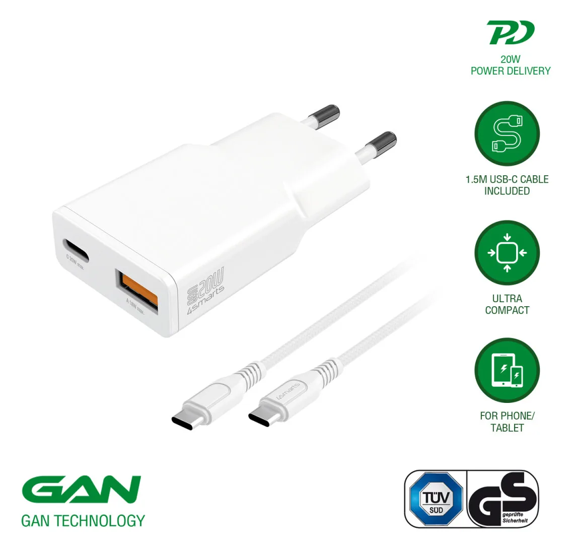 4smarts Netzladegerät PDPlug Slim Duos GaN 1C und USB-C Kabel, Ansicht 2