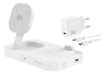4smarts Trident - Kabelloses Ladegerät - Qi2 + AC-Netzteil - 25 Watt - 1 A - 2 Ausgabeanschlussstellen (24 pin USB-C) von LumaTech