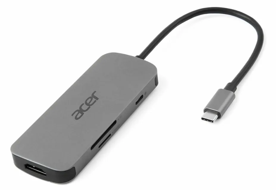Acer 7in1 Dongle 3xUSB A/1xSD/1xmicroSD/1xHDMI/silber, Ansicht 3