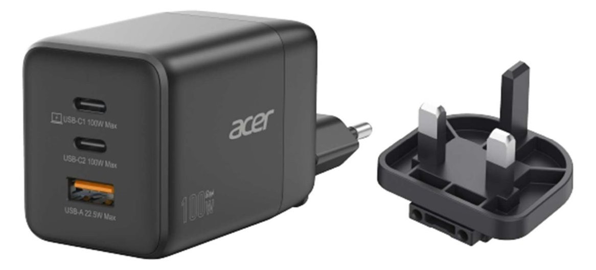 Acer GaN charger 2x USB-C+ 1x USB-A black