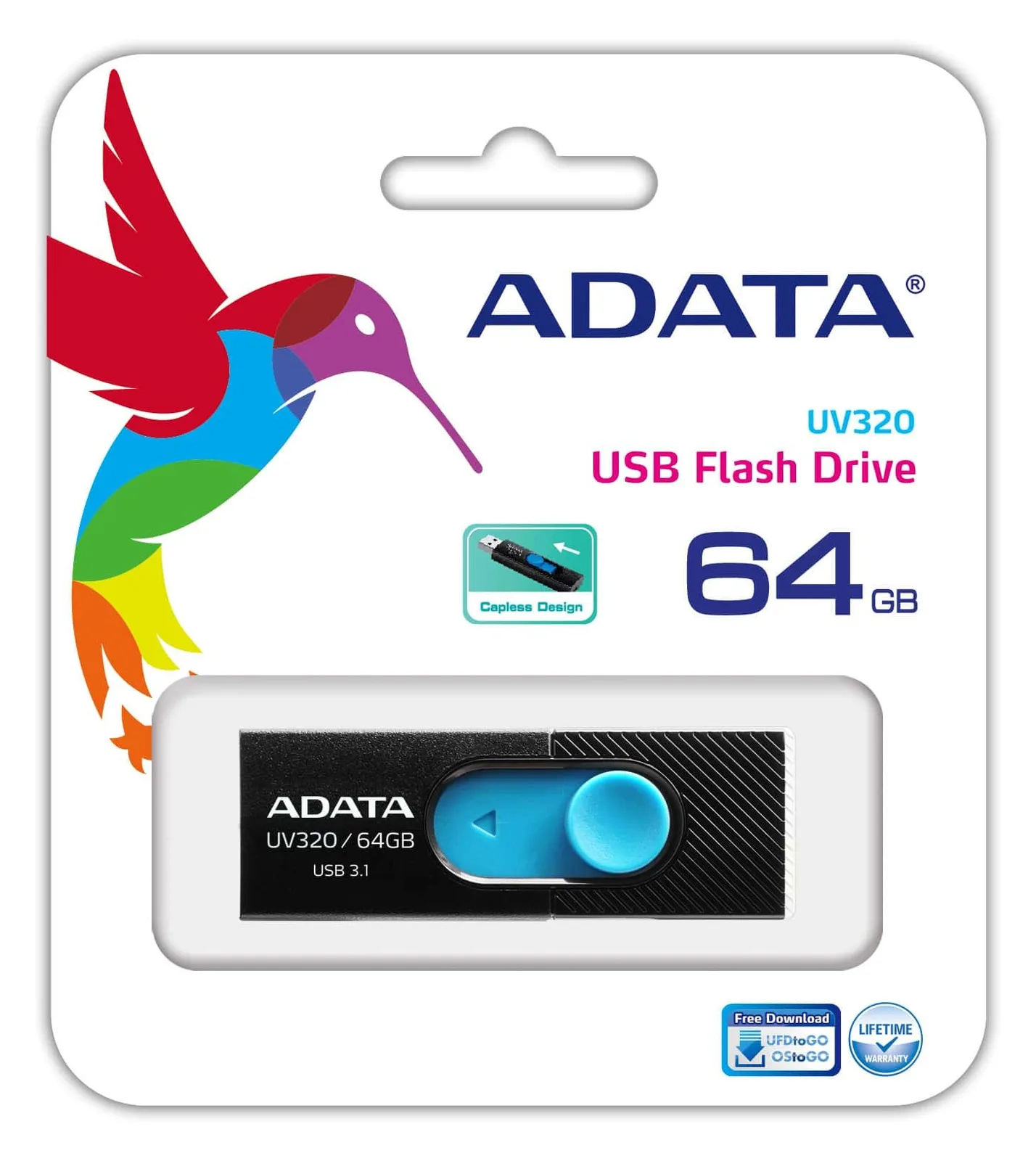 ADATA UV320 - USB-Flash-Laufwerk - 64 GB - USB 3.1, Ansicht 3