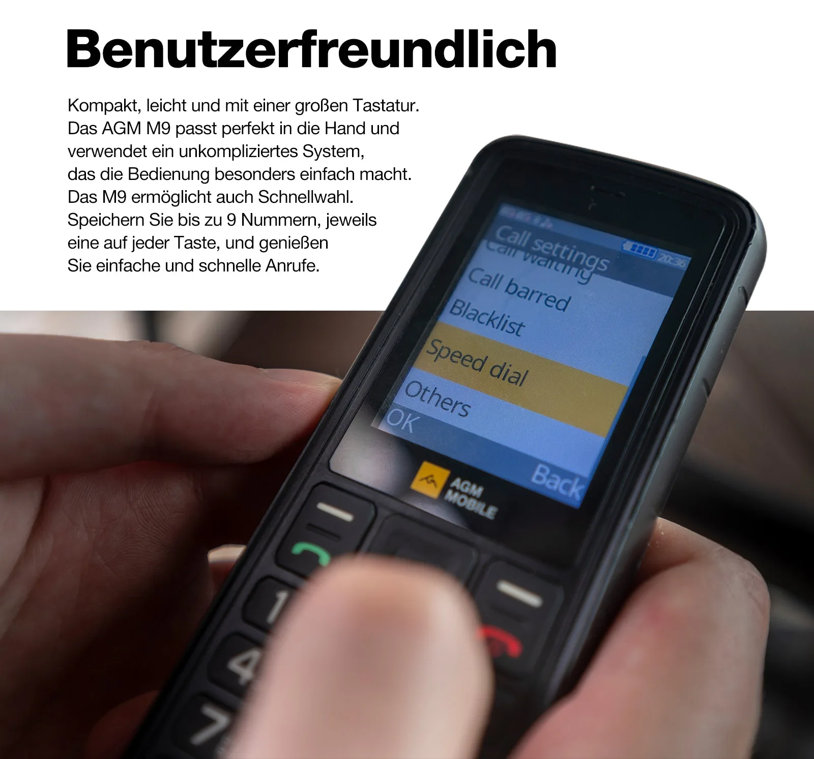 AGM Mobile M9 Bartype IP68/IP69 Rugged - Mobiltelefon - 1.000 mAh, Ansicht 4