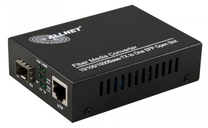 ALLNET ALL-MC104G-SFP1 1000Mbit/s Multi-Modus - Einzelmodus Schwarz Netzwerk Medienkonverter