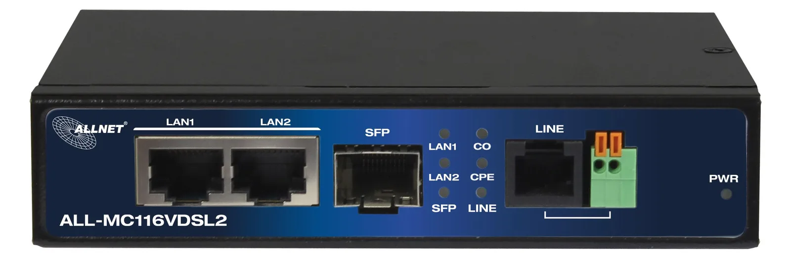 ALLNET ALL-MC116VDSL2 - 2x RJ45 - SFP - 10BASE-T - 100BASE-T - 160 Mbit/s - Schwarz - ADSL (RJ-11) - Ethernet (RJ-45), Ansicht 3