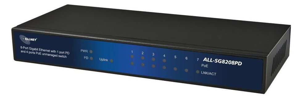 ALLNET ALL-SG8208PD ungemanaged 10G Ethernet (100/1000/10000) - (PoE) Unterstützung Schwarz Netzwerk Switch