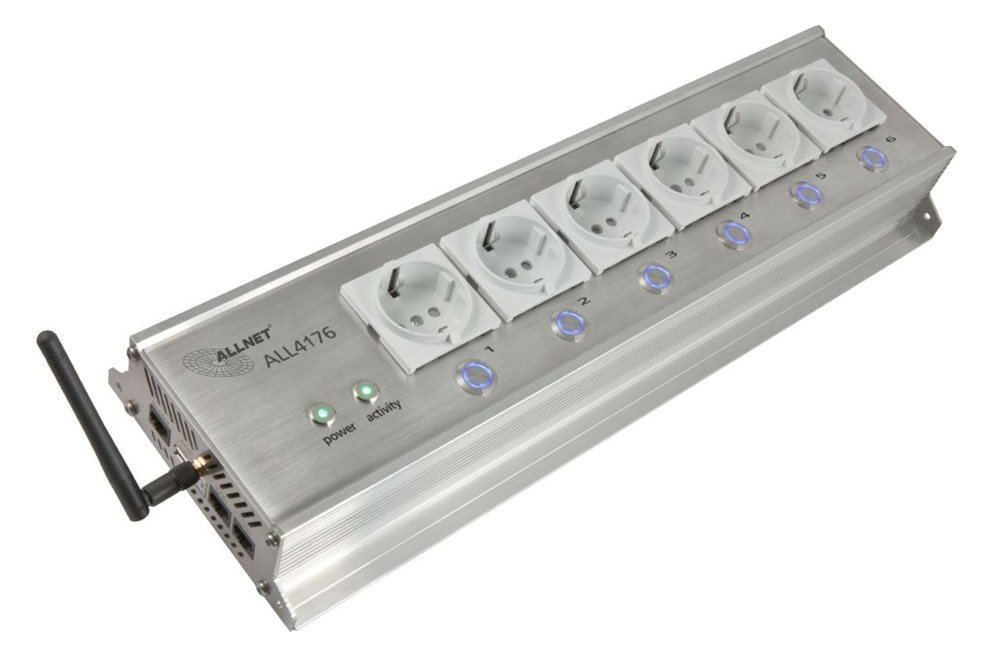 ALLNET MSR IO Zentrale Schaltsteckdosenleiste 6-fach inkl. Messgerät fuer Desktop &