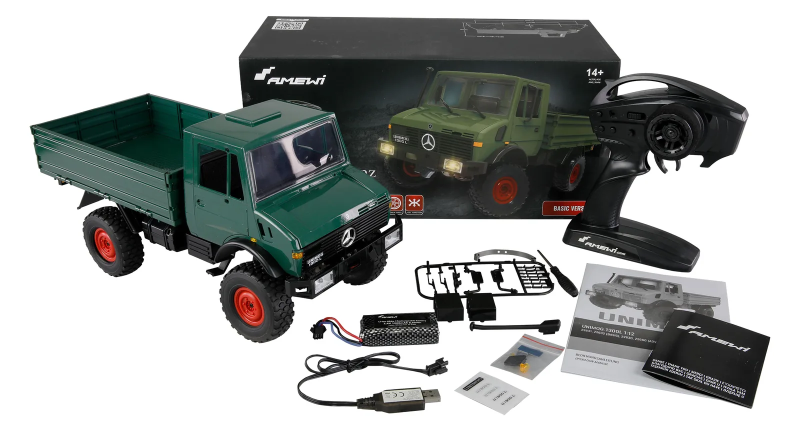 Amewi Mercedes-Benz Unimog Basic 4WD Gruen RTR 1 12, Ansicht 3