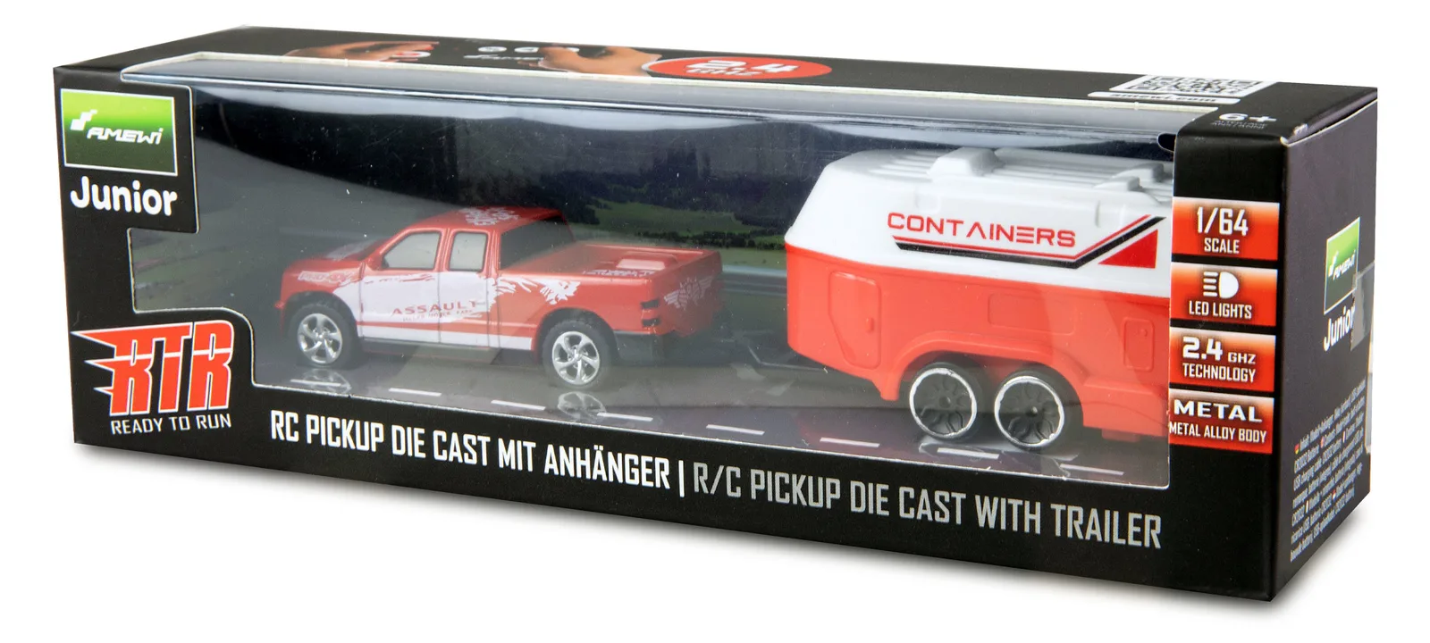 Amewi RC Pickup Die Cast mit Pferdeanhänger 1 64 RTR rot, Ansicht 3