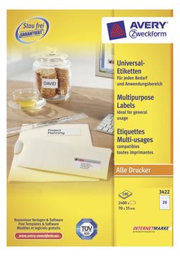 Avery Zweckform Avery - Weiß - 70 x 35 mm 2400 Etikett(en) (100 Bogen x 24) von LumaTech