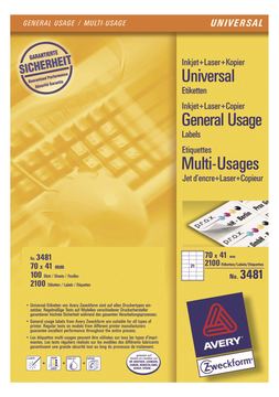 Avery Zweckform Avery - Weiß - 70 x 41 mm 2100 Etikett(en) (100 Bogen x 21) von LumaTech