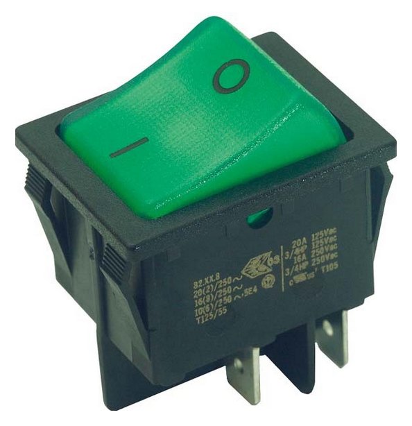 Bachmann 924.097 - Wippschalter - 2P - Schwarz - Grün - 250 V