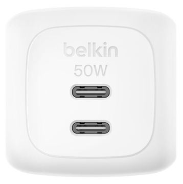 Belkin BoostCharge Pro - Netzteil - GaN - 50 Watt - Fast Charge, PD 3.1/PPS - 2 Ausgabeanschlussstellen (2 x USB-C) - Weiß von LumaTech
