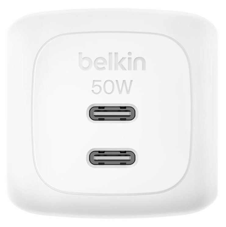 Belkin BoostCharge Pro - Netzteil - GaN - 50 Watt - Fast Charge, PD 3.1/PPS - 2 Ausgabeanschlussstellen (2 x USB-C)