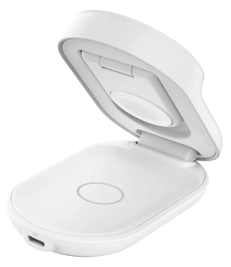 Belkin UltraCharge - Kabelloses Ladegerät - 3-in-1, magnetisch, faltbar, mit Qi2 + AC-Netzteil - Weiß, Ansicht 3