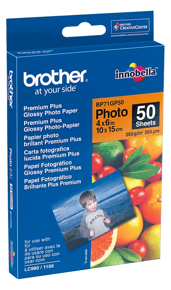 Brother BP - Glänzend - 100 x 150 mm 50 Blatt Fotopapier, Ansicht 2