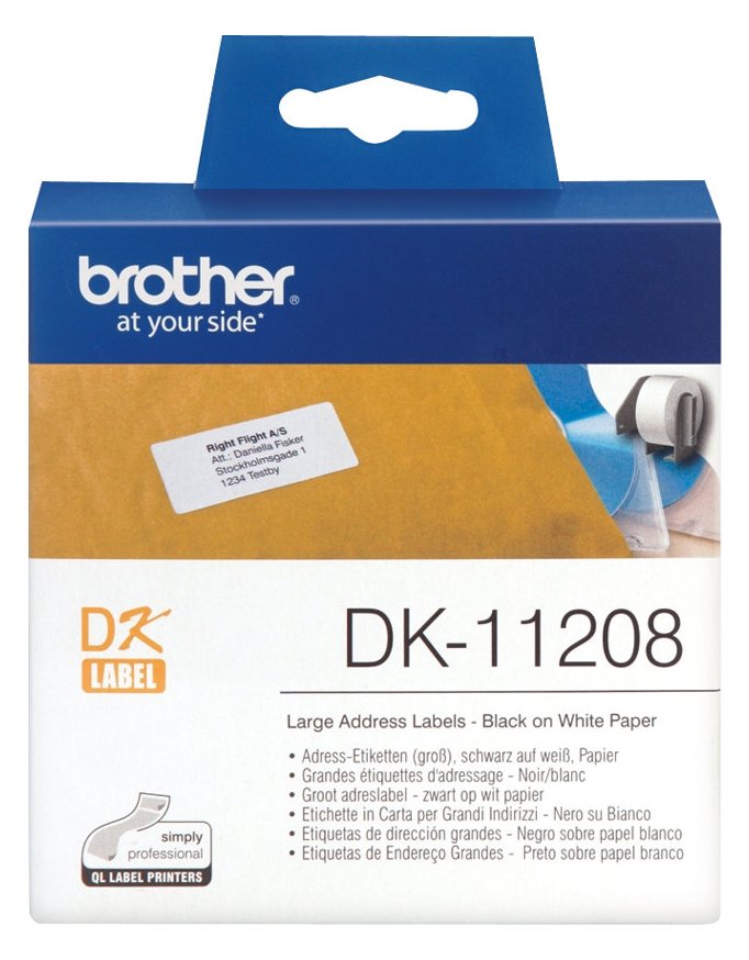 Brother DK-11208 - Schwarz auf Weiß - 400) Adressetiketten