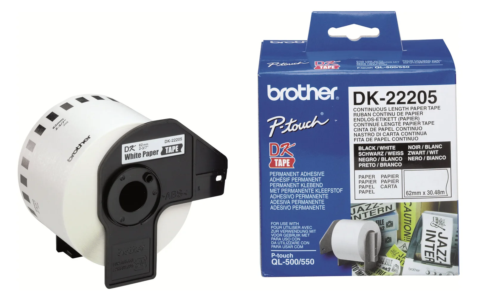 Brother DK-22205 - Schwarz auf Weiß - Rolle (6,2 cm x 30,5 m), Ansicht 3