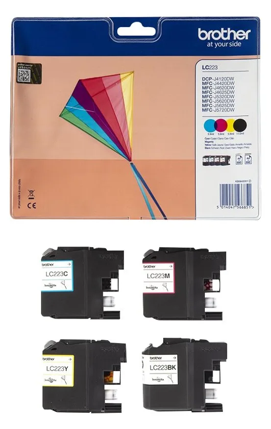Brother LC223 - 4er-Pack - Schwarz, Gelb, Cyan, Magenta - 16,3 cm, Ansicht 2