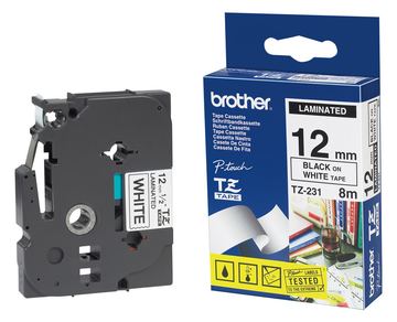 Brother TZ231 - Schwarz auf Weiß - Rolle (1,2 cm x 8 m) von LumaTech