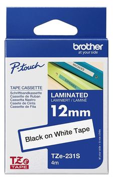 Brother TZe-231S - Schwarz auf Weiß - Rolle (1,2 cm x 4 m) von LumaTech