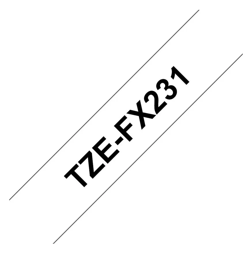 Brother TZe-FX231 - Klebstoff - Schwarz auf Weiß - Rolle (1,2 cm x 8 m), Ansicht 3