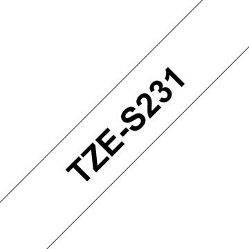 Brother TZe-S231 - Extra starker Klebstoff - Schwarz auf Weiß - Rolle (1,2 cm x 8 m) von LumaTech