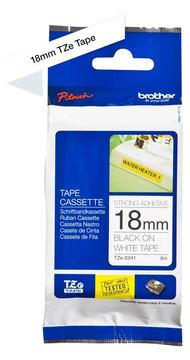 Brother TZe-S241 - Extra starker Klebstoff - Schwarz auf Weiß - Rolle (1,8 cm x 8 m) von LumaTech