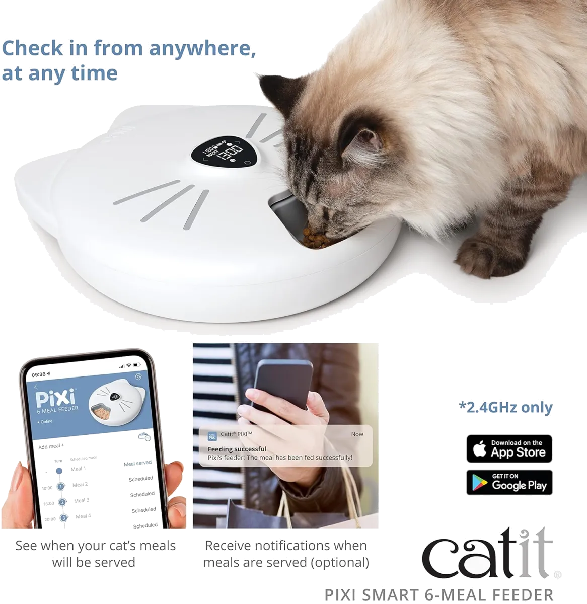 Catit - PIXI Smart Futterautomat mit 6 Mahlzeiten (Nassfutter), Weiß — Bild 4