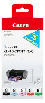 Canon CLI Value Pack 8 Multipack - 13 ml - Schwarz, Cyan, Magenta, Rot, grün von LumaTech
