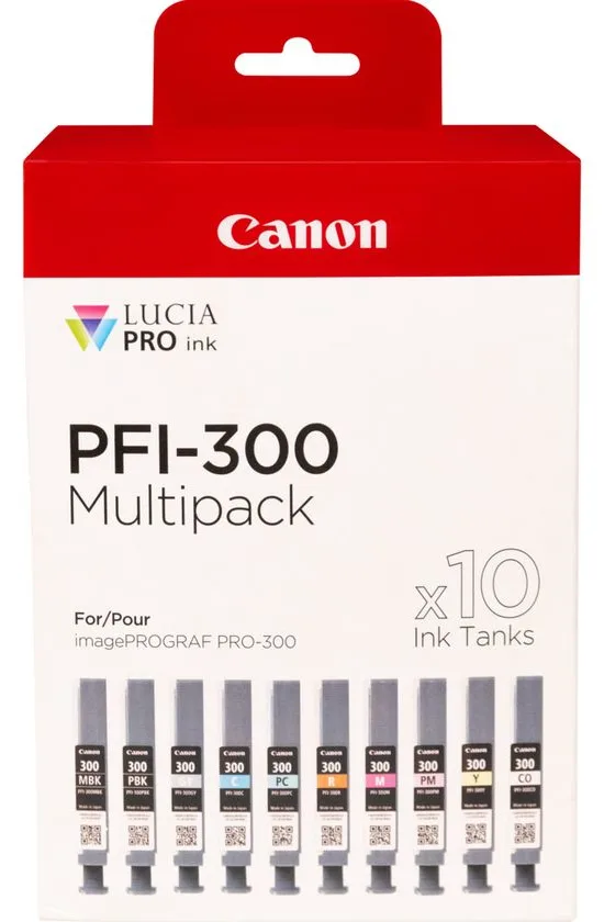 Canon PFI-MBK/PBK/CO/GY/R/C/M/Y/PC/PM 10 Ink Cartridge Multipack, Ansicht 2