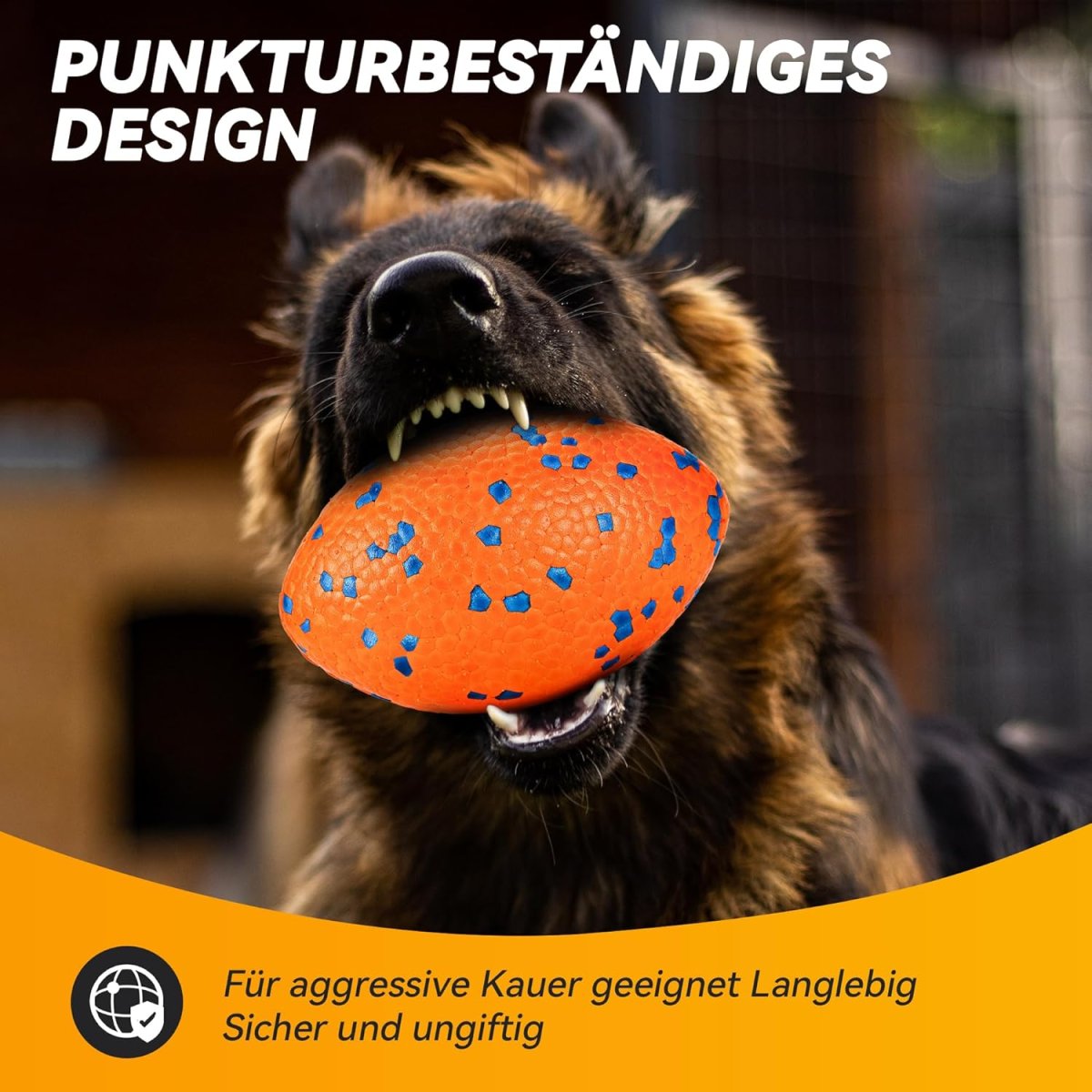 Hundeball, Robustes Hundefußballspielzeug für Starke Kauer, Unzerstörbarer großer Rugbyball, Schwimmendes Hundespielzeug für Apportierspiele im Wasser, Für mittelgroße und große Hunde, Orange — Bild 2