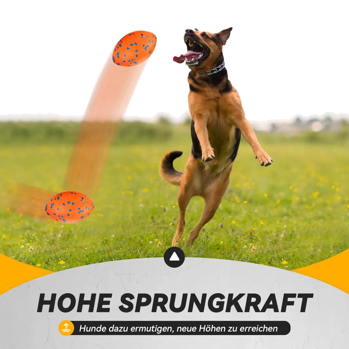 Hundeball, Robustes Hundefußballspielzeug für Starke Kauer, Unzerstörbarer großer Rugbyball, Schwimmendes Hundespielzeug für Apportierspiele im Wasser, Für mittelgroße und große Hunde, Orange — Bild 3