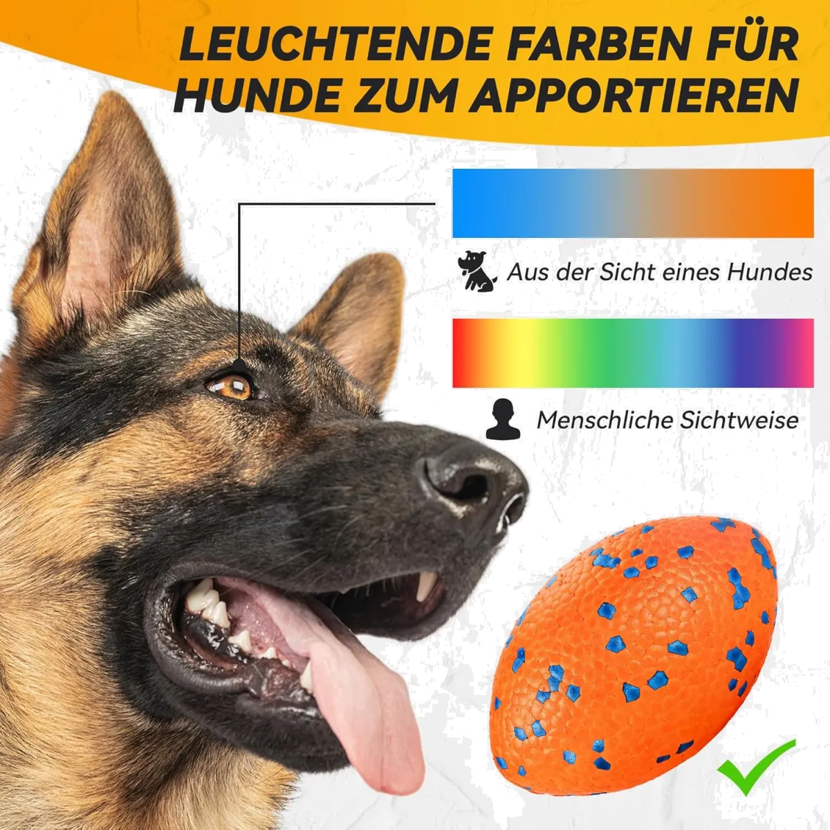 Hundeball, Robustes Hundefußballspielzeug für Starke Kauer, Unzerstörbarer großer Rugbyball, Schwimmendes Hundespielzeug für Apportierspiele im Wasser, Für mittelgroße und große Hunde, Orange — Bild 4