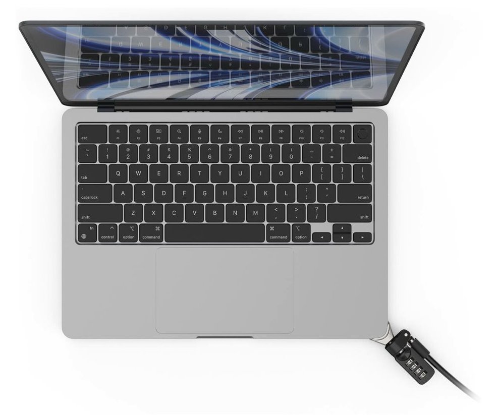 Compulocks Ledge Lock Adapter for MacBook Air 13 M2-M4 with Combination Lock Silver