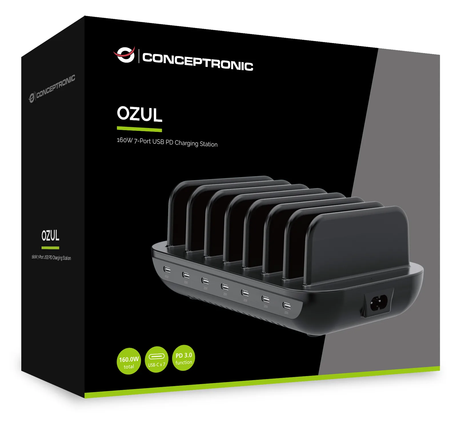 Conceptronic 160W 7-Port USB PD Charging Station - USB-C x 7 - 3.0, Ansicht 3