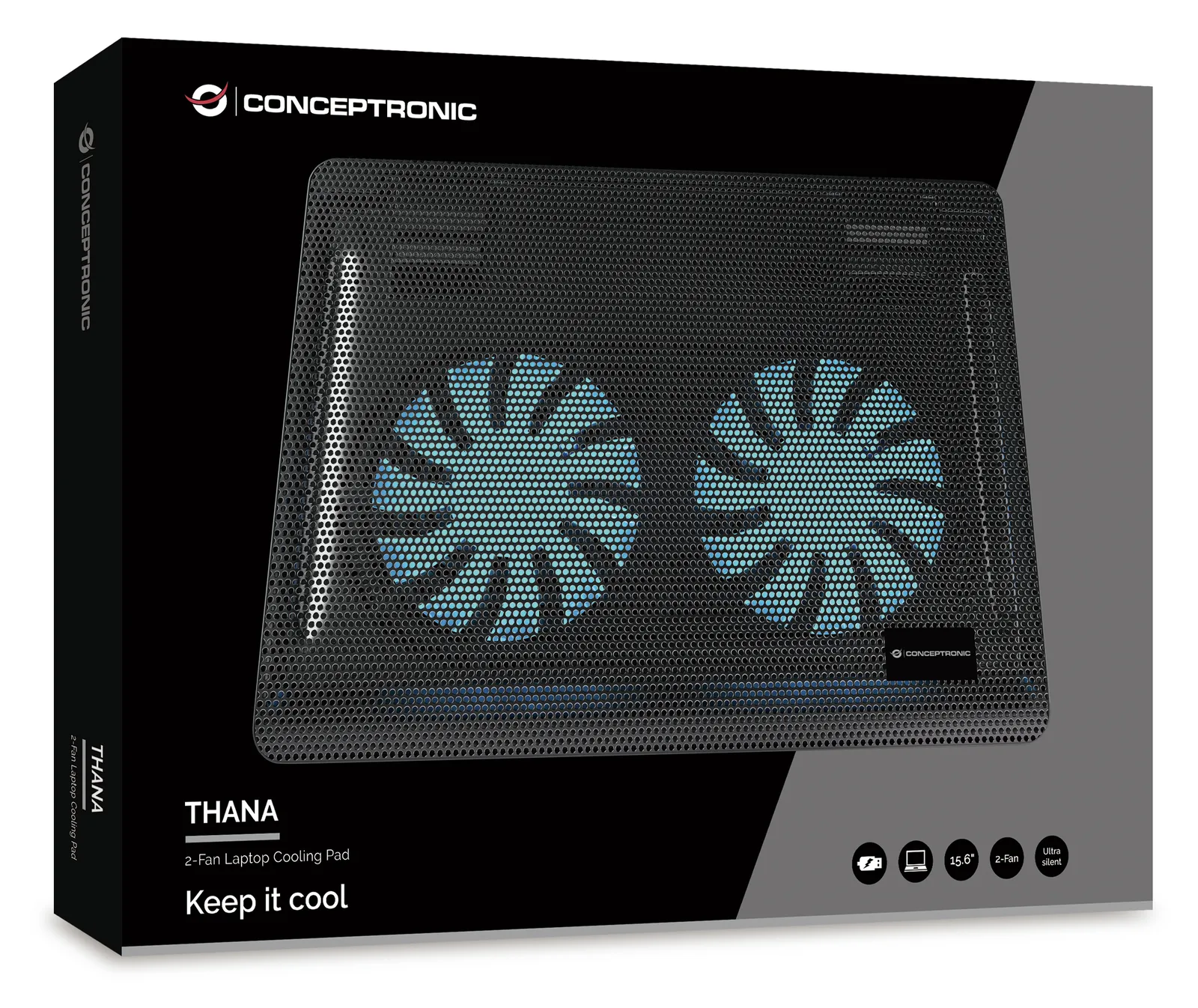 Conceptronic 2-Fan Cooling Pad 15.6 1000RPM max.3kg sw, Ansicht 4