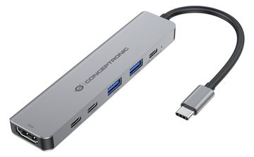 Conceptronic 6-in-1 Docking Station USB 3.2 Gen 1 - HDMI - USB-A 5Gbps x 2 - USB-C 2 von LumaTech