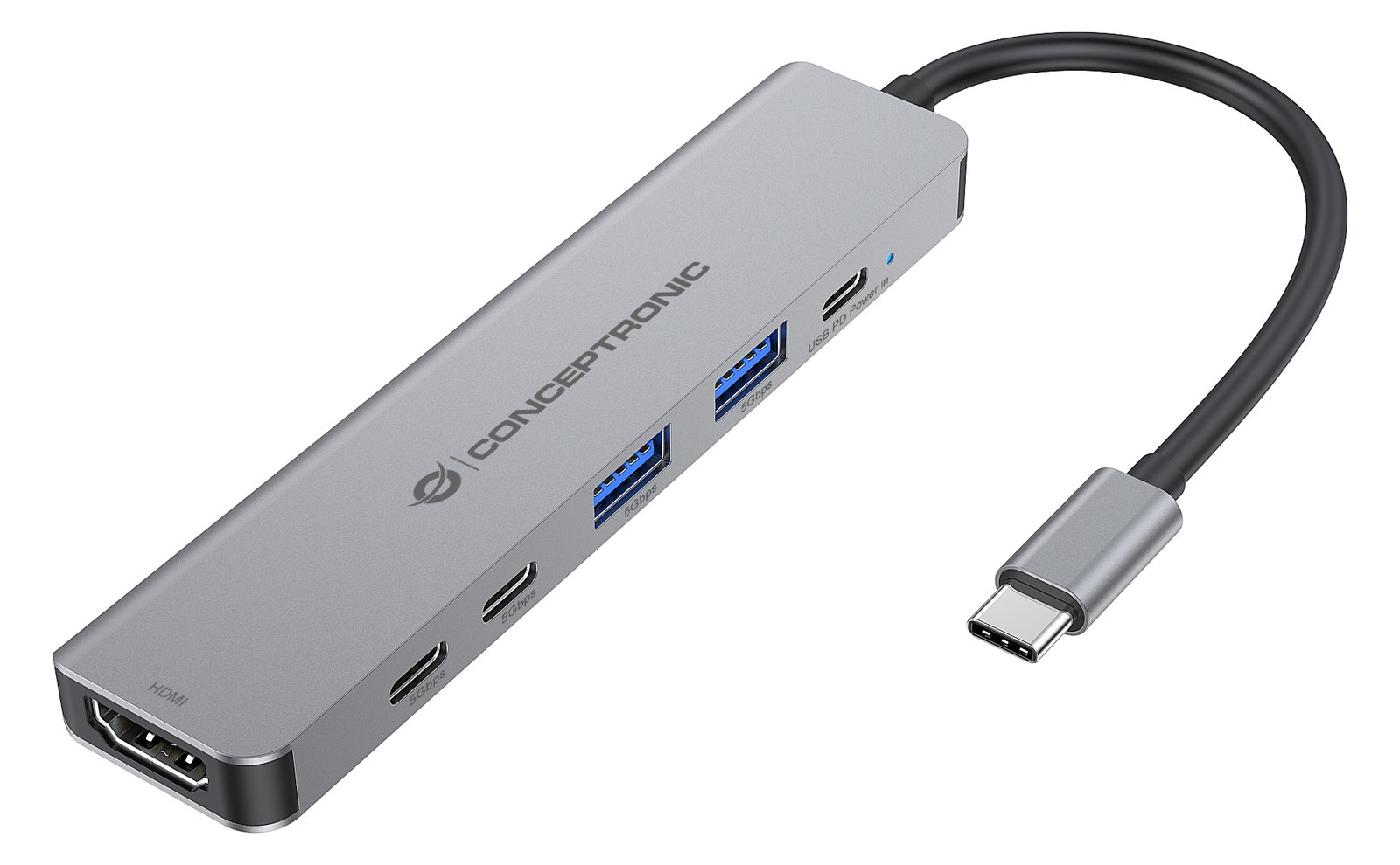 Conceptronic 6-in-1 Docking Station USB 3.2 Gen 1 - HDMI - USB-A 5Gbps x 2 - USB-C 2