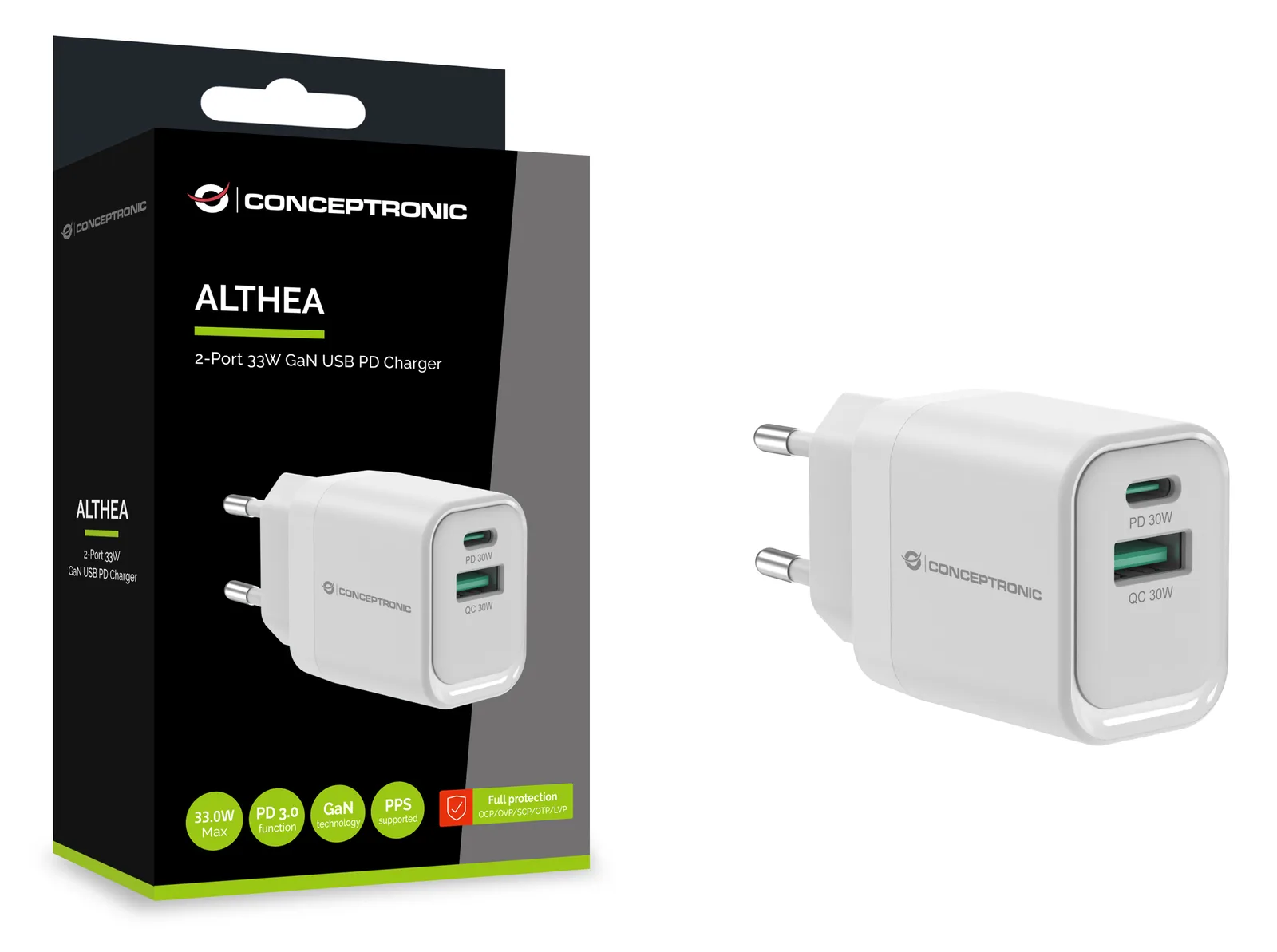 Conceptronic ALTHEA19W33 2-Port 33W GaN USB PD Charger, Ansicht 3