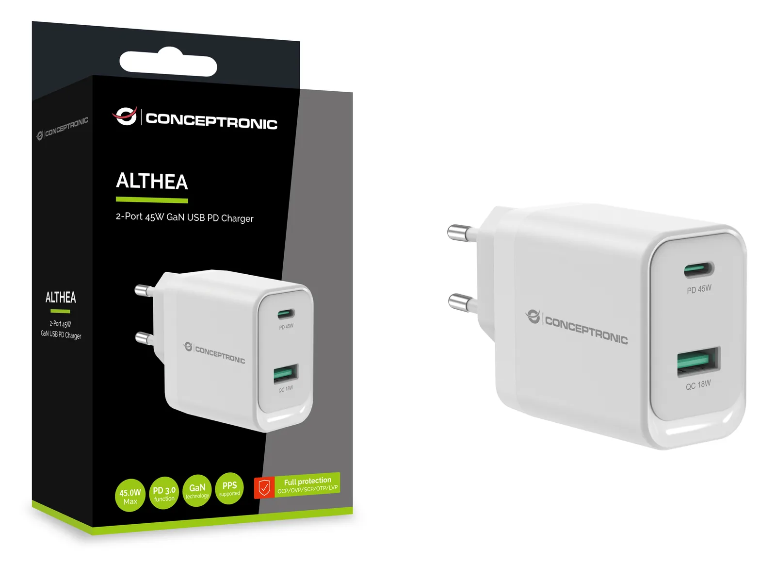 Conceptronic ALTHEA20W45 2-Port 45W GaN USB PD Charger, Ansicht 4