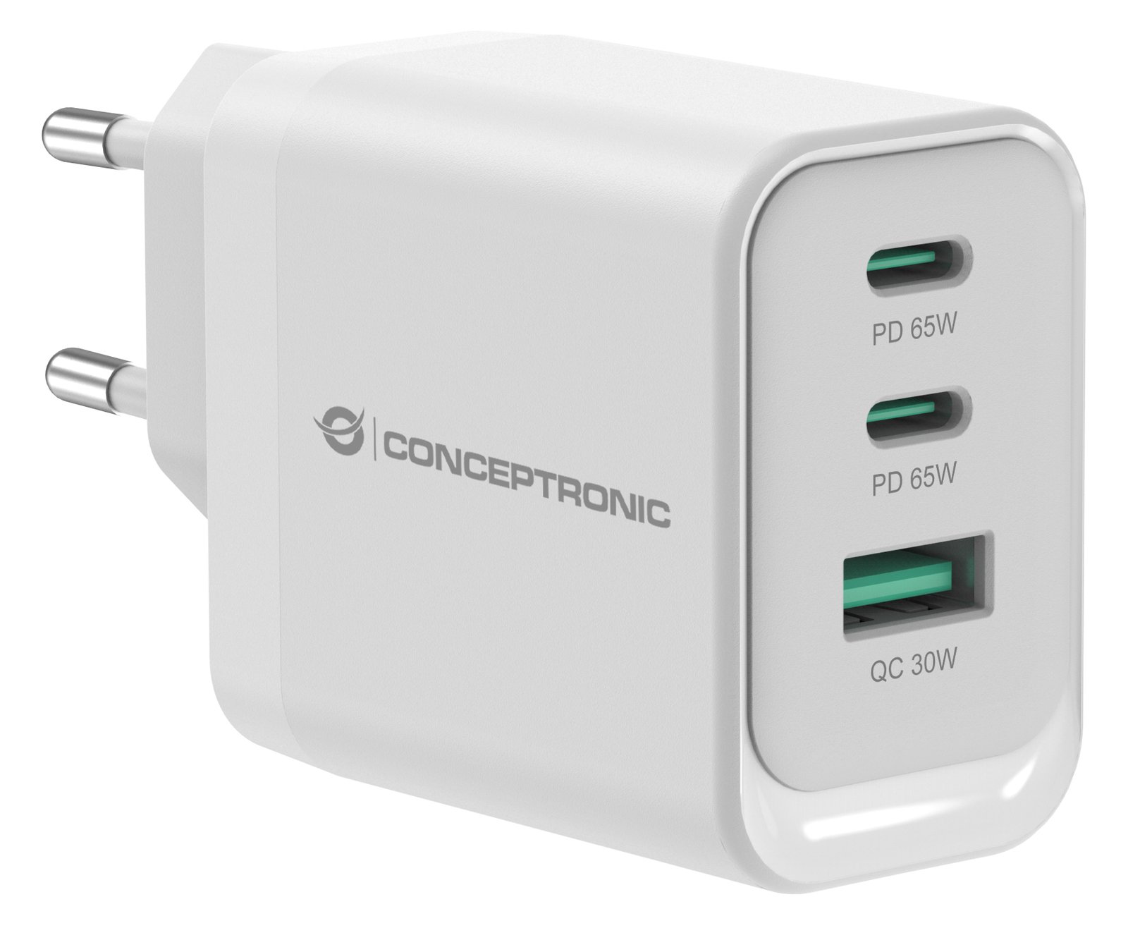 Conceptronic ALTHEA21W65 3-Port 65W GaN USB-PD-Ladegerät USB-C x 2 USB-A 1...