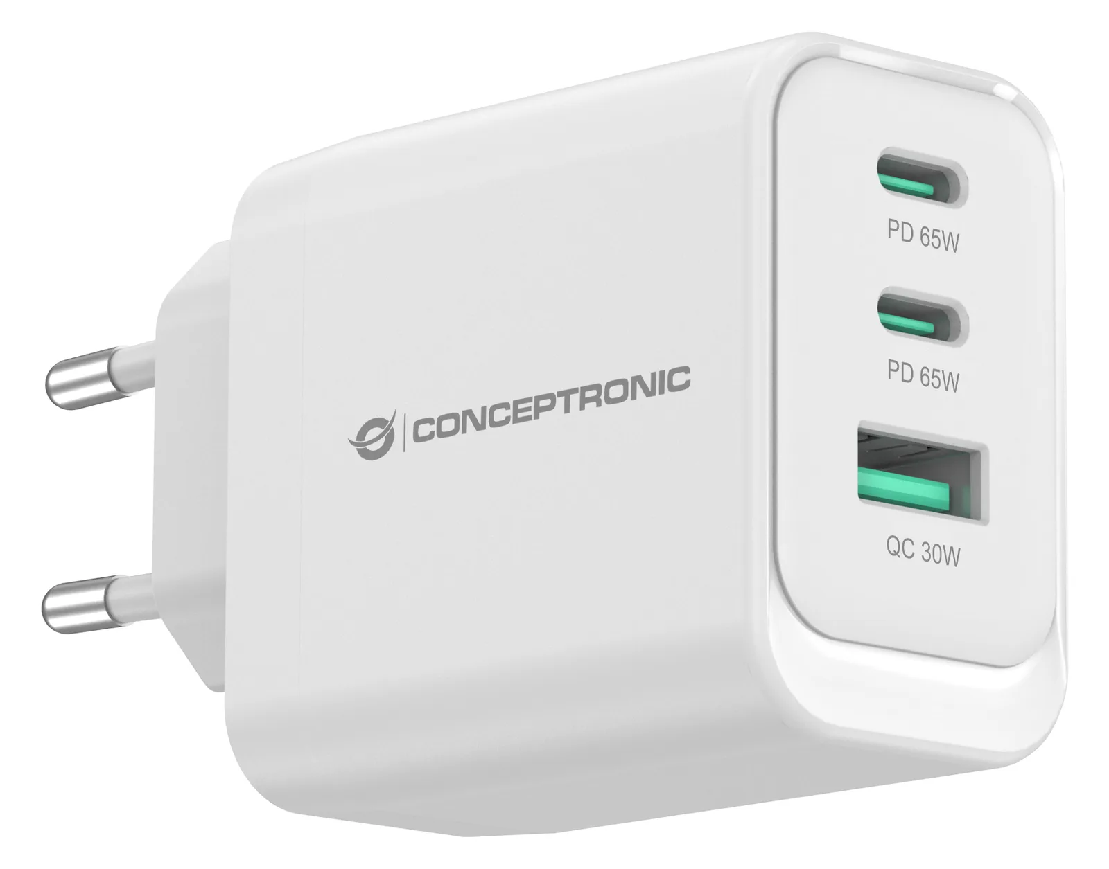 Conceptronic ALTHEA21W65 3-Port 65W GaN USB-PD-Ladegerät USB-C x 2 USB-A 1..., Ansicht 2