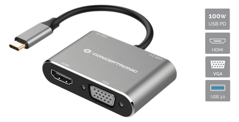 Conceptronic DONN16G - Dockingstation - USB-C 3.2 Gen 1