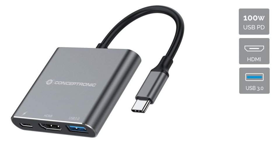 Conceptronic DONN18G - Dockingstation - USB-C 3.2 Gen 1