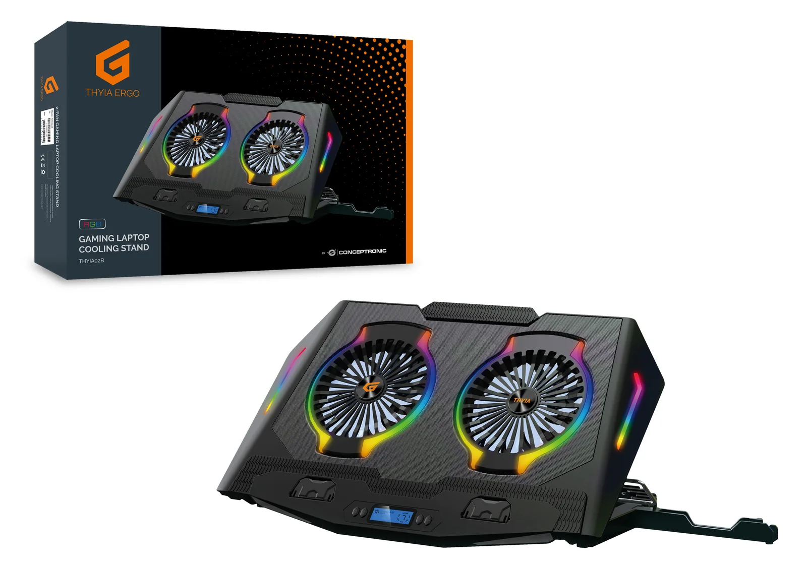Conceptronic ERGO Gaming - Notebook-Lüfter - mit Smartphone-Ständer, 2-Port USB 2.0 Hub - 43.2 cm (17), Ansicht 2