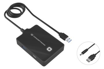 Conceptronic HUBBIES 4-Port-USB 3.0/2.0-Hub - 90cm Kabel - USB 3.2 Gen 1 (3.1 Gen 1) Type-A - Schwarz - USB 2.0 von LumaTech