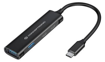 Conceptronic HUBBIES 4-Port-USB 3.0-Hub - USB-C-Anschluss - USB 3.2 Gen 1 (3.1 Gen 1) Type-C - 5000 Mbit/s - Schwarz von LumaTech